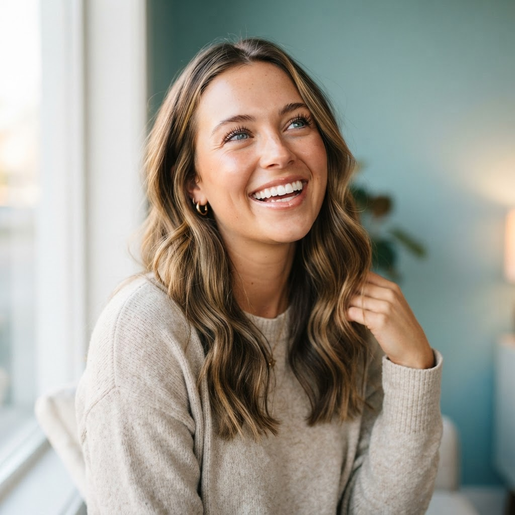 Happy patient smiling after her visit to Nova Dental